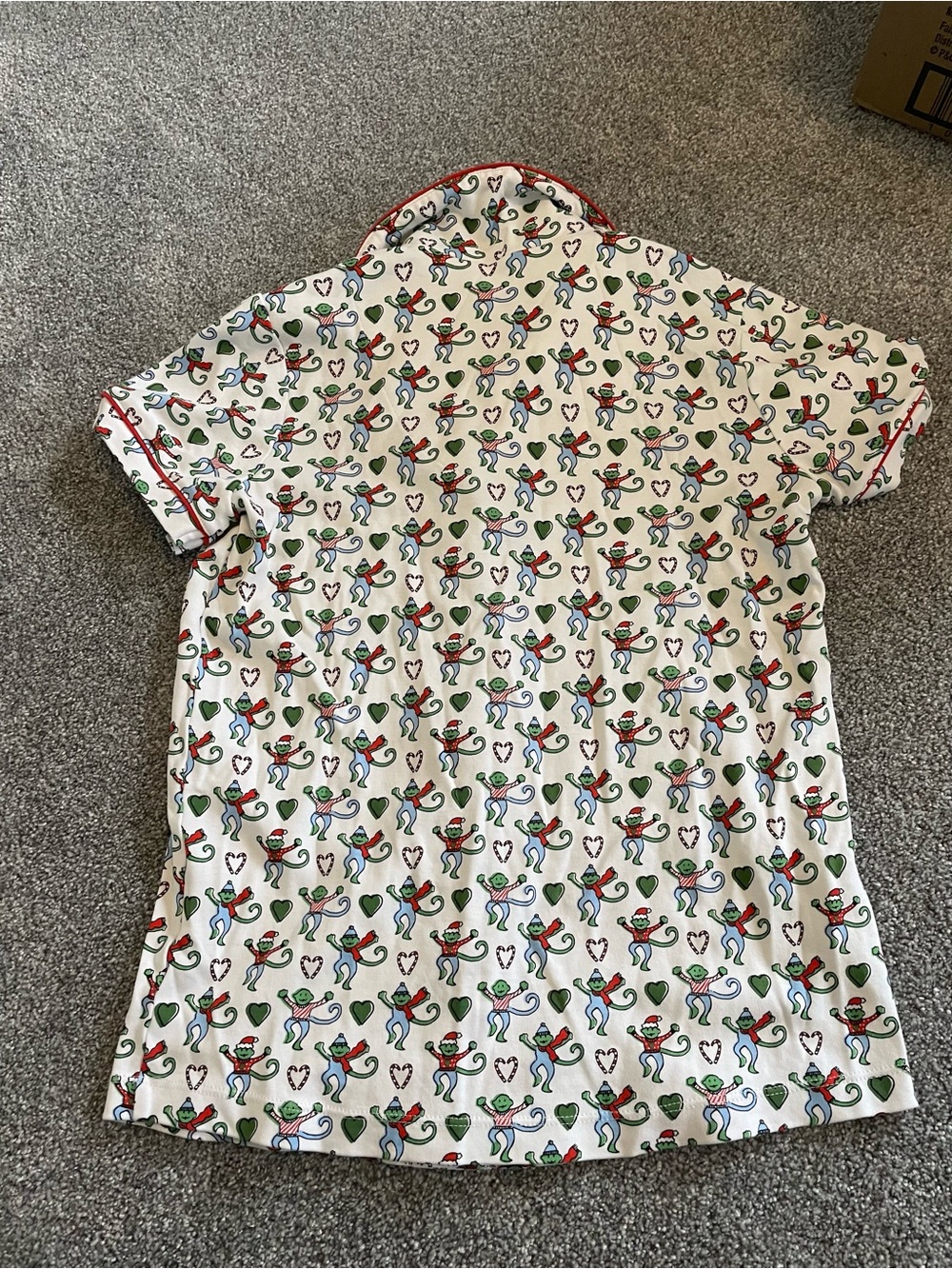 Roller Rabbit White Short Pajama Set with Red Trim and Multicolor Print - Picture 4 of 8